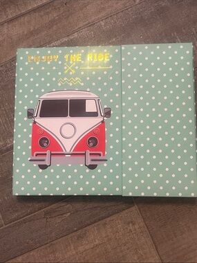 Retro Camper Van Notebook - Mint Polka Dot